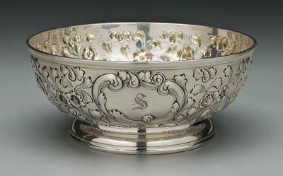 Appraisal: Sterling bowl round with conforming foot scroll and floral repouss