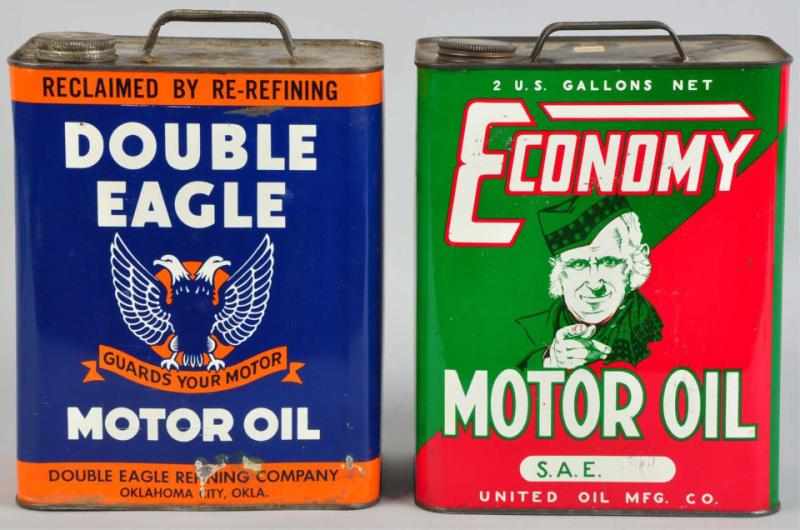 Appraisal: Double Eagle Economy Motor Oil Cans Both are two-gallon cans