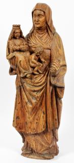 Appraisal: MEDIEVAL HAND CARVED WOOD RELIGIOUS SCULPTURE MEDIEVAL HAND CARVED WOOD