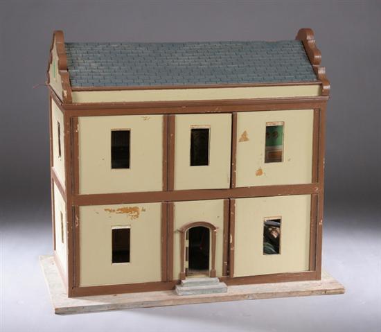 Appraisal: DUTCH BAROQUE-STYLE FIVE-ROOM DOLL HOUSE Lift-lid roof and hinged-front opening