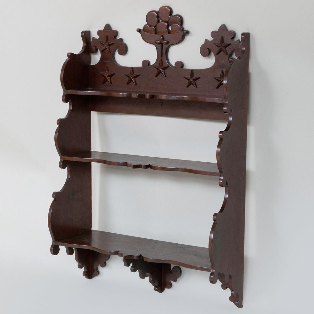 Appraisal: Victorian Walnut Hanging Shelf x x in Sold Stair Galleries