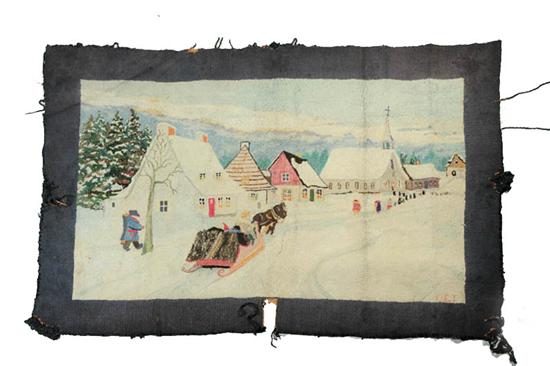 Appraisal: HOOKED RUG American th century wool Rug depicts a winter