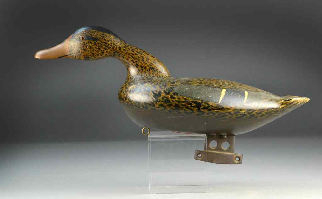 Appraisal: Ben Yeargan Rare Black Duck DecoyMallard hen with forward head