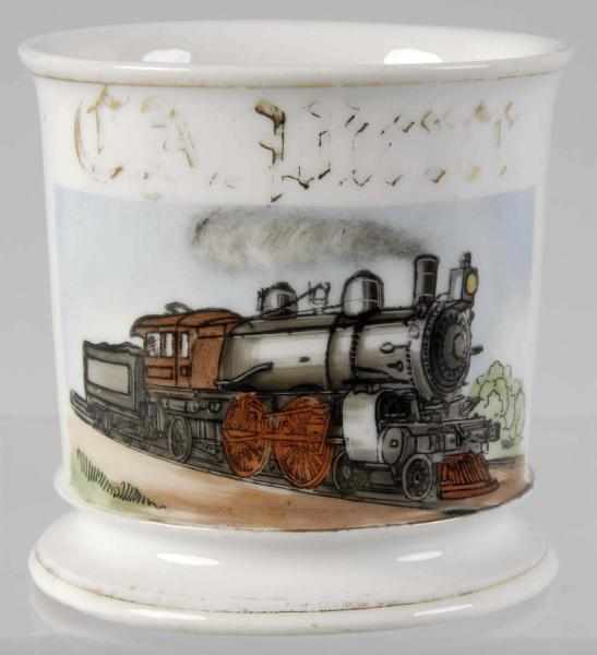 Appraisal: Locomotive with Tender Shaving Mug Description Gilt name C A