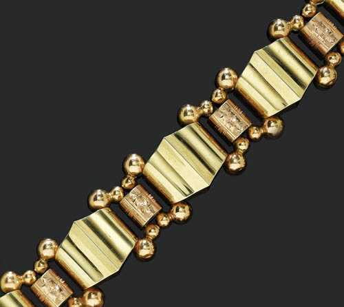 Appraisal: GOLD BRACELET Vienna ca Red and yellow gold g Decorative