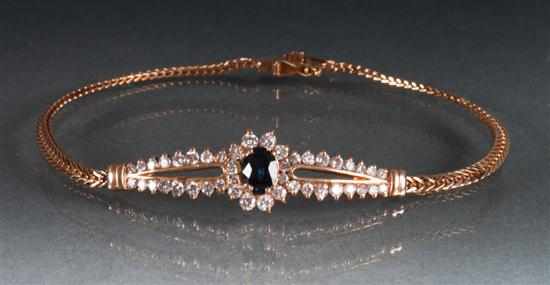 Appraisal: Lady's K gold diamond and sapphire bracelet approximately in length