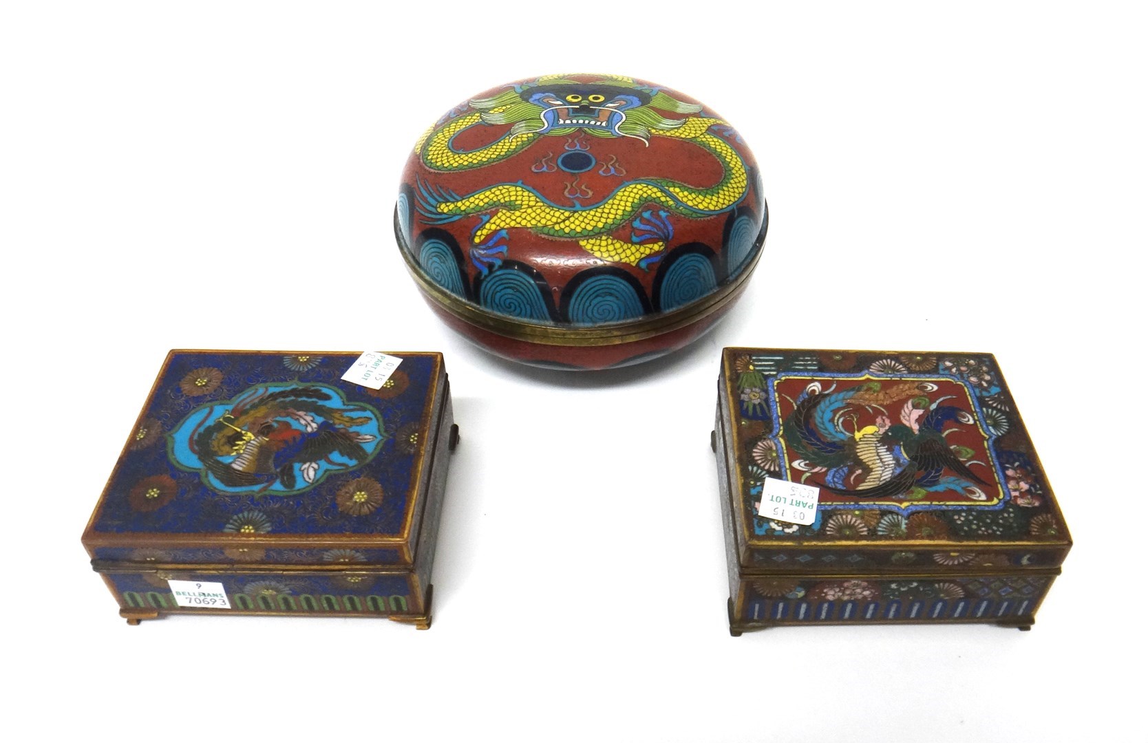 Appraisal: A Chinese cloisonn circular box and cover circa the cover