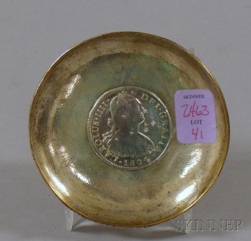 Appraisal: Silver Dish mounted with a Spanish Charles IV coin in