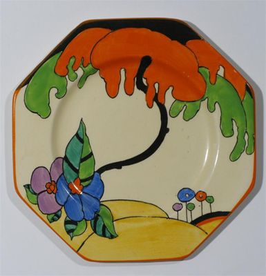 Appraisal: Woodland' a Clarice Cliff side plate painted in colours printed