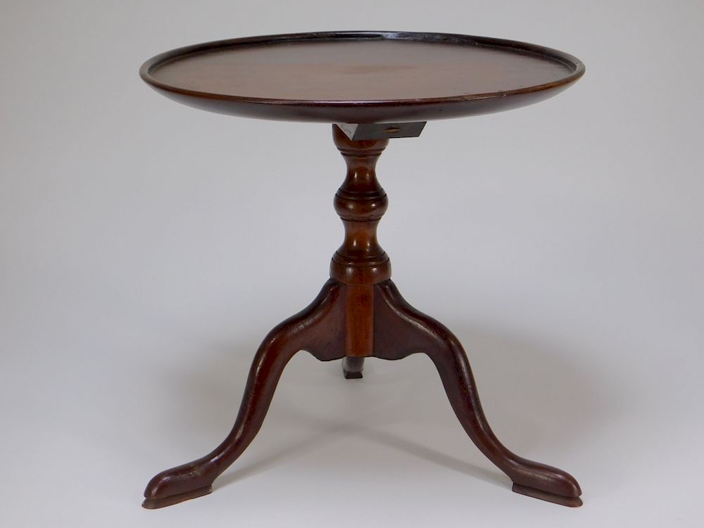 Appraisal: C Mahogany Miniature Dish Top Candlestand Table United States Circa