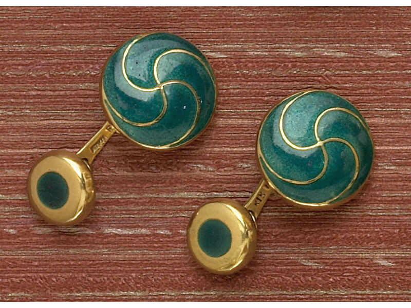 Appraisal: ENAMEL CUFFLINKS A pair of k yellow gold made in