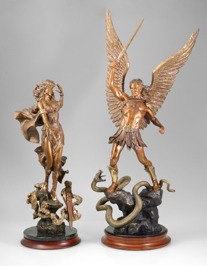 Appraisal: FRANKLIN MINT RELIGIOUS BRONZES MICHAEL MORGAN LEFAY ''Michael The Defender