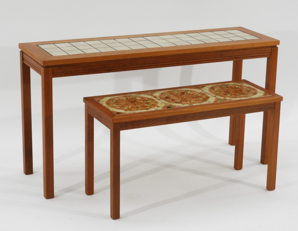 Appraisal: DANISH MCM MODERN NESTING TILE TOP CONSOLE TABLE Denmark th