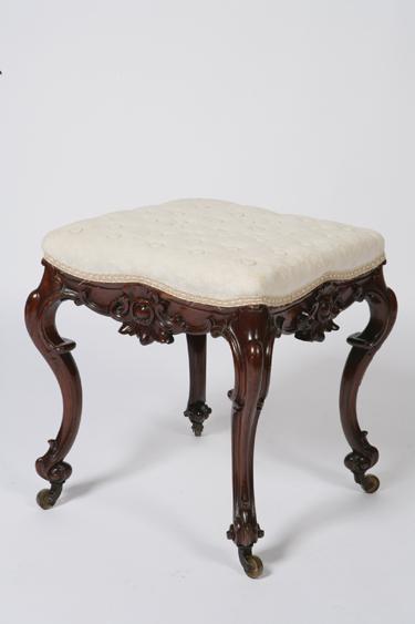 Appraisal: A VICTORIAN MAHOGANY DRESSING TABLE STOOL with a square button