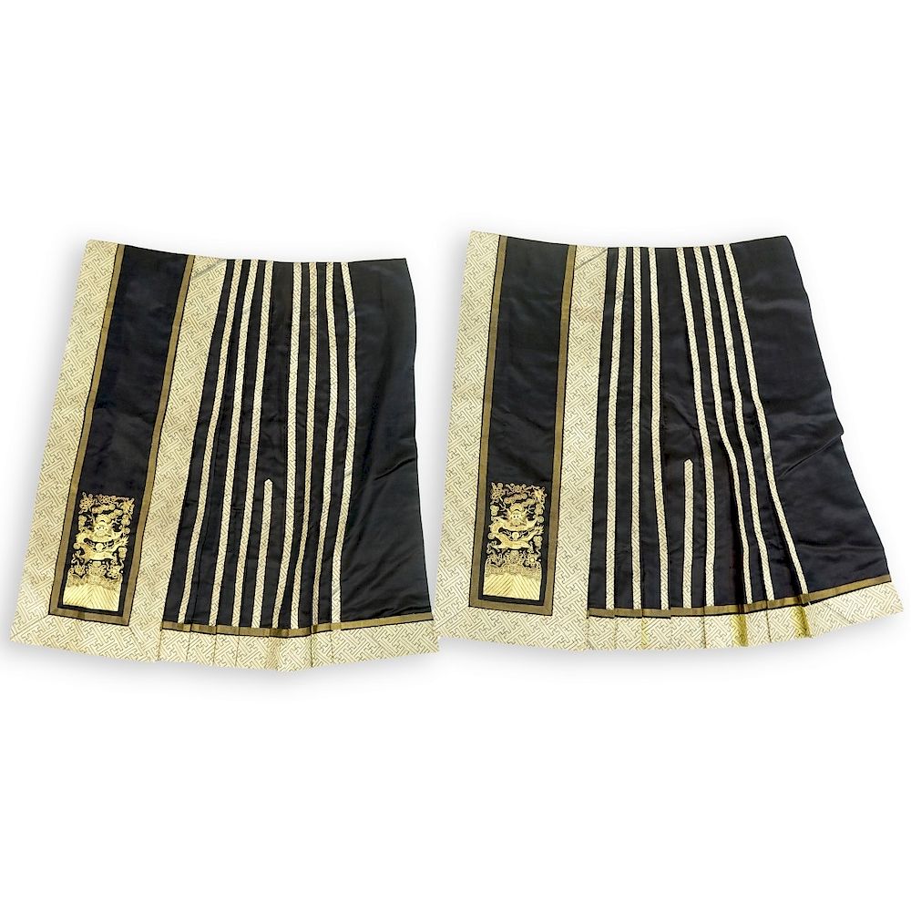 Appraisal: Chinese Apron Skirt antique Chinese Embroidered Panel Silk Apron Skirt