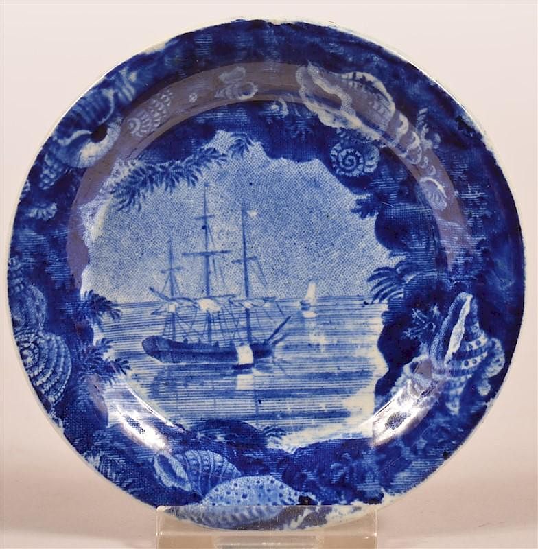 Appraisal: Historical Staffordshire Blue Transfer Cup Plate Historical Staffordshire Blue Transfer