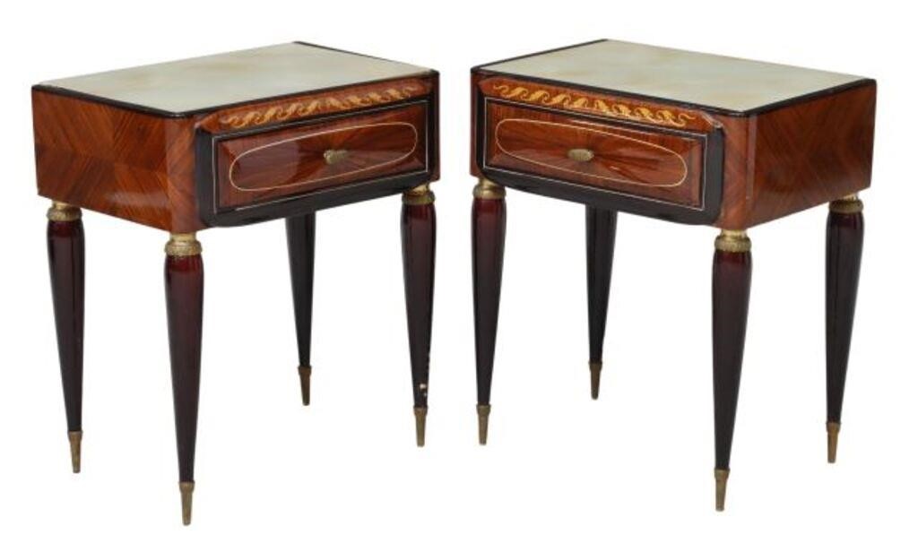 Appraisal: pair Italian mid-century modern lacquered wood nightstands c s having