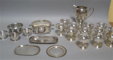 Appraisal: SILVER PUNCH BOWL SET WITH A GROUP OF SILVER PLATE