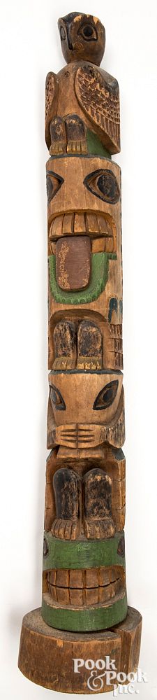 Appraisal: Northwest Coast carved and painted totem pole Pacific Northwest Coast