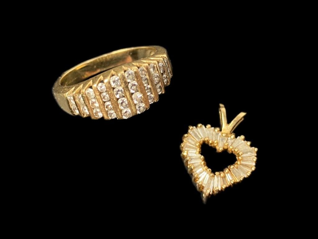 Appraisal: k Gold Diamond Ring Heart PendantRing Size Total Weight g