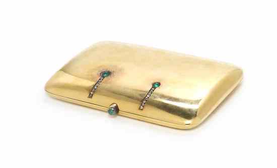 Appraisal: A Continental Karat Gold and Gem Inset Cigarette Case of