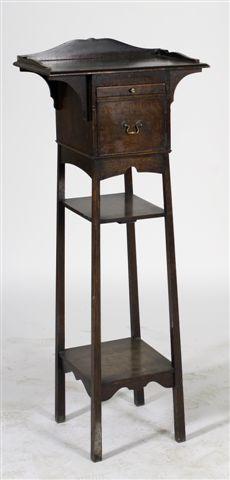 Appraisal: GEORGE III PROVINCIAL OAK SHAVING STAND the moulded galleried rectangular