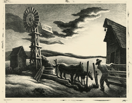 Appraisal: THOMAS HART BENTON Nebraska Evening Lithograph x mm x inches