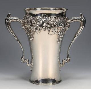 Appraisal: Large Sterling Silver Loving Cup w Grape Design Whiting double-handled