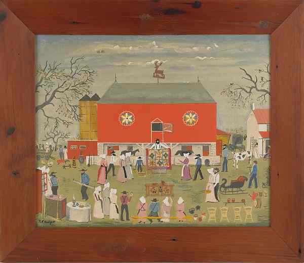 Appraisal: David Y Ellinger American - silkscreen of an Amish auction