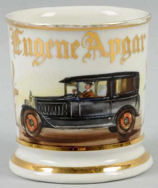 Appraisal: Automobile Shaving Mug Gilt Name Eugene Apgar Nice image of