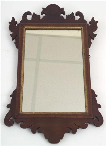 Appraisal: GEORGE III STYLE MAHOGANY FRETWORK MIRROR cm by cm -