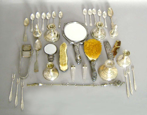 Appraisal: Group of sterling plate and weighted silver