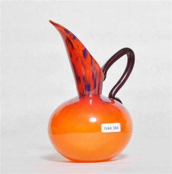 Appraisal: SCHNEIDER JUG circa Orange glass Signed Schneider H cm