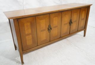 Appraisal: American Modern Walnut Credenza Sideboard Bevele American Modern Walnut Credenza