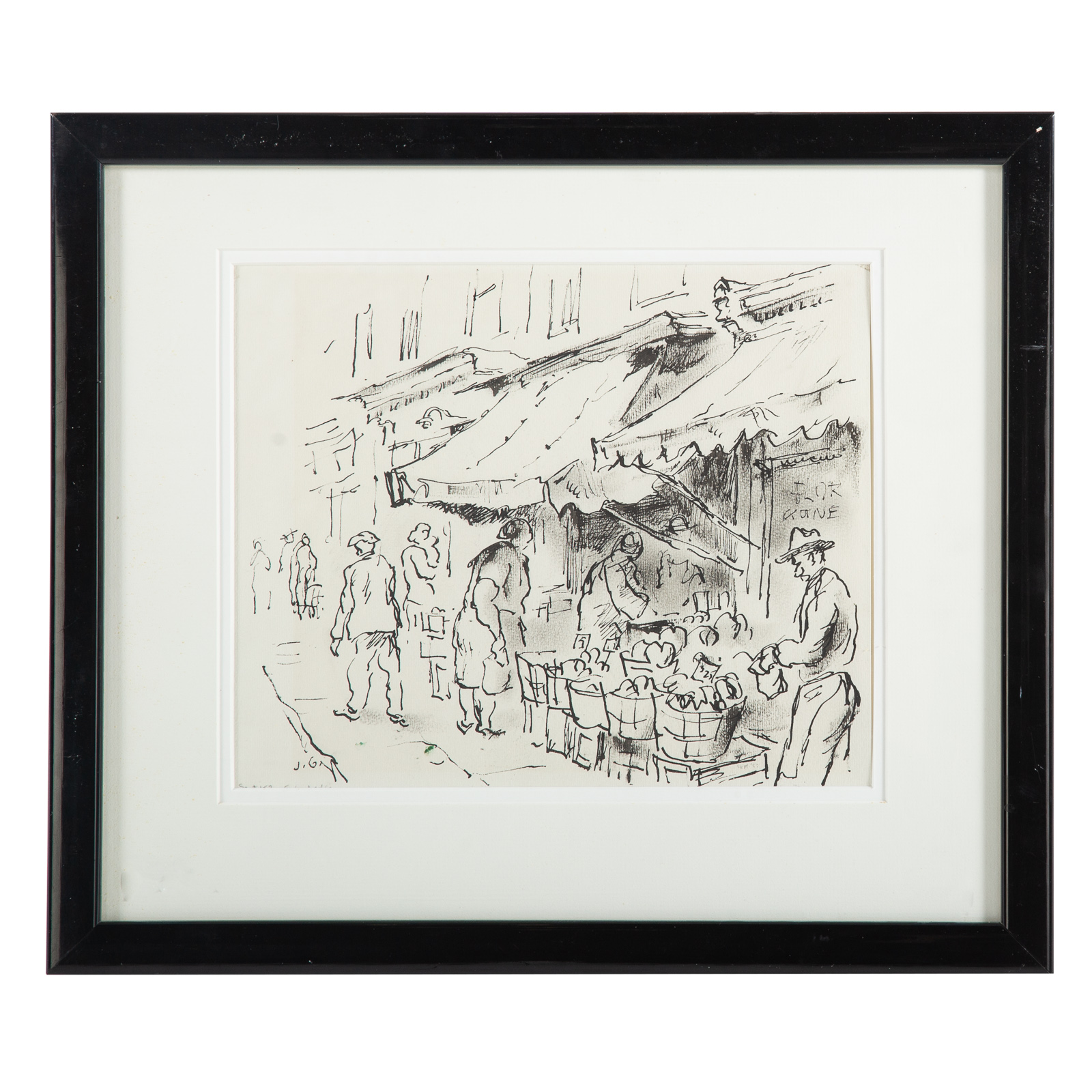 Appraisal: JACOB GLUSHAKOW MARKET PEN AND INK American - Pen and