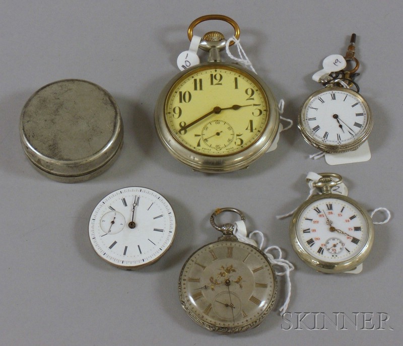 Appraisal: Four Pocket Watches and a Watch Movement two approximately size