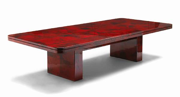 Appraisal: Karl Springer American - dining table circa 's red lacquered