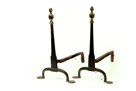 Appraisal: PAIR OF ANDIRONS American mid th century Wrought iron with