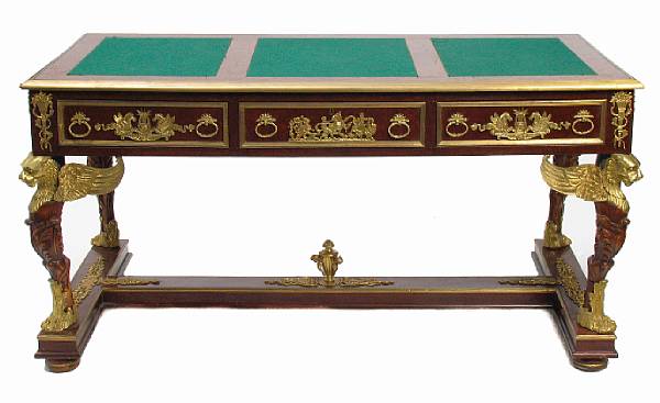 Appraisal: An Empire style gilt bronze mounted desk height in width