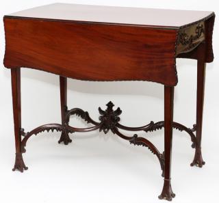 Appraisal: CHIPPENDALE STYLE MAHOGANY DROP LEAF TABLE CHIPPENDALE STYLE MAHOGANY DROP