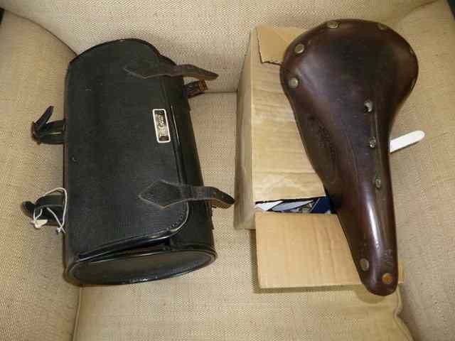 Appraisal: THE 'CHOSSY' A BLACK LEATHER SADDLEBAG together with a Brooks