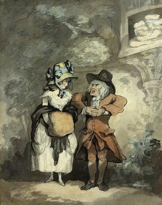 Appraisal: Thomas Rowlandson The Odd Couple watercolour cm x cm x