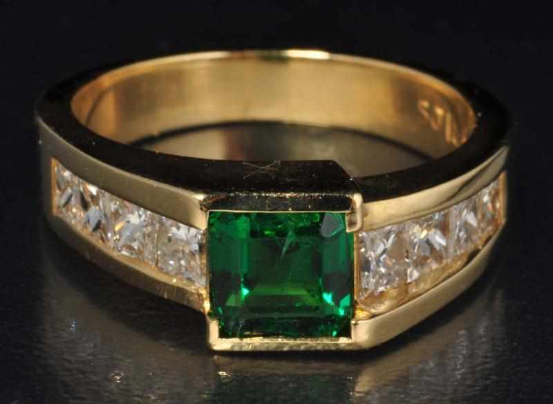 Appraisal: K Y Gold Diamond Emerald Ring Description Diamonds ctw Emerald