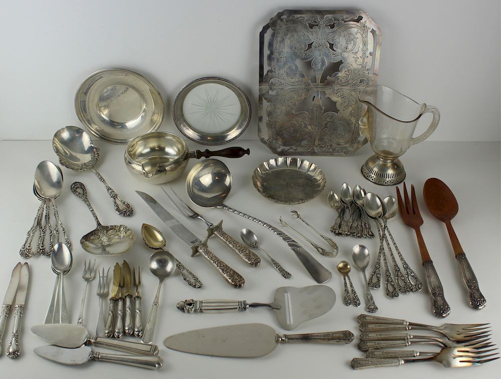 Appraisal: SILVER Assorted Silver Hollow Ware and Flatware Includes a Tiffany