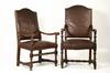 Appraisal: ARMCHAIRS - Two Continental Jacobean leather seat and back open