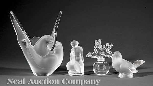 Appraisal: Four Pieces of Lalique Crystal including a bird height in