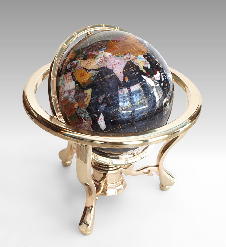 Appraisal: INLAY MULTI STONE TABLE TOP GLOBE Table top multi stone