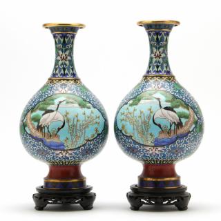 Appraisal: Pair of Chinese Cloisonne Vases with allover floral decoration each