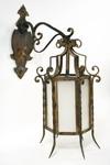 Appraisal: WALL LAMP - th c wrought iron wall mounted frosted