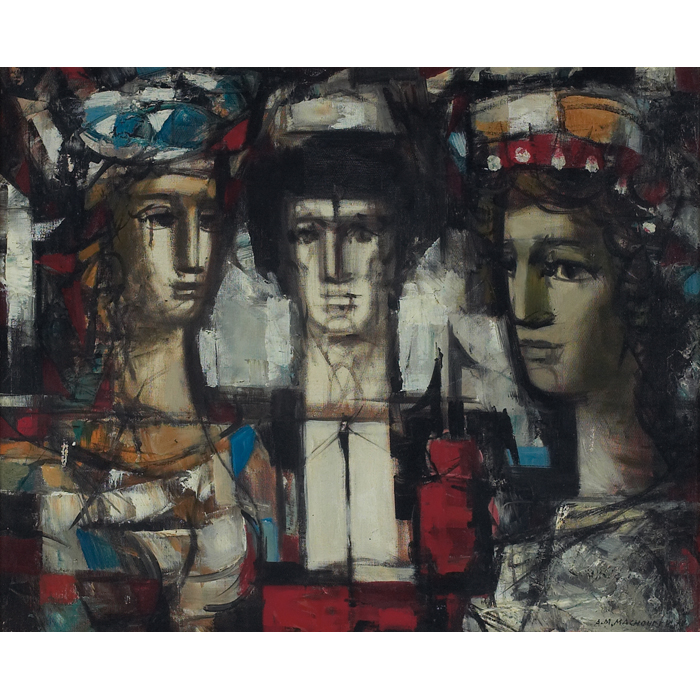 Appraisal: Antonin Marek Machourek French - ''Three Faces '' c oil